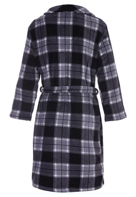 Mens Grey Check Shawl Collar Dressing Gown