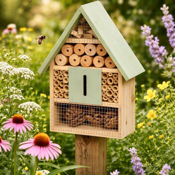 Hotel dla owadów drewniany Bee House Green zielony
