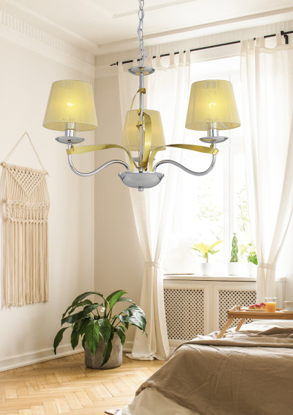 Lampa wisząca chromowana-złota-żółta DIVA 3xE14x40W Candellux