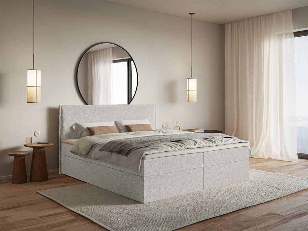 Boxspring Esmay chenille met opbergruimte en topper 180 x 200 cm