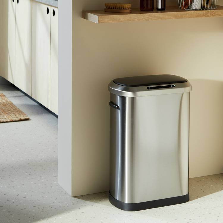 Habitat 50 Litre Brushed Stainless Steel Sensor Bin