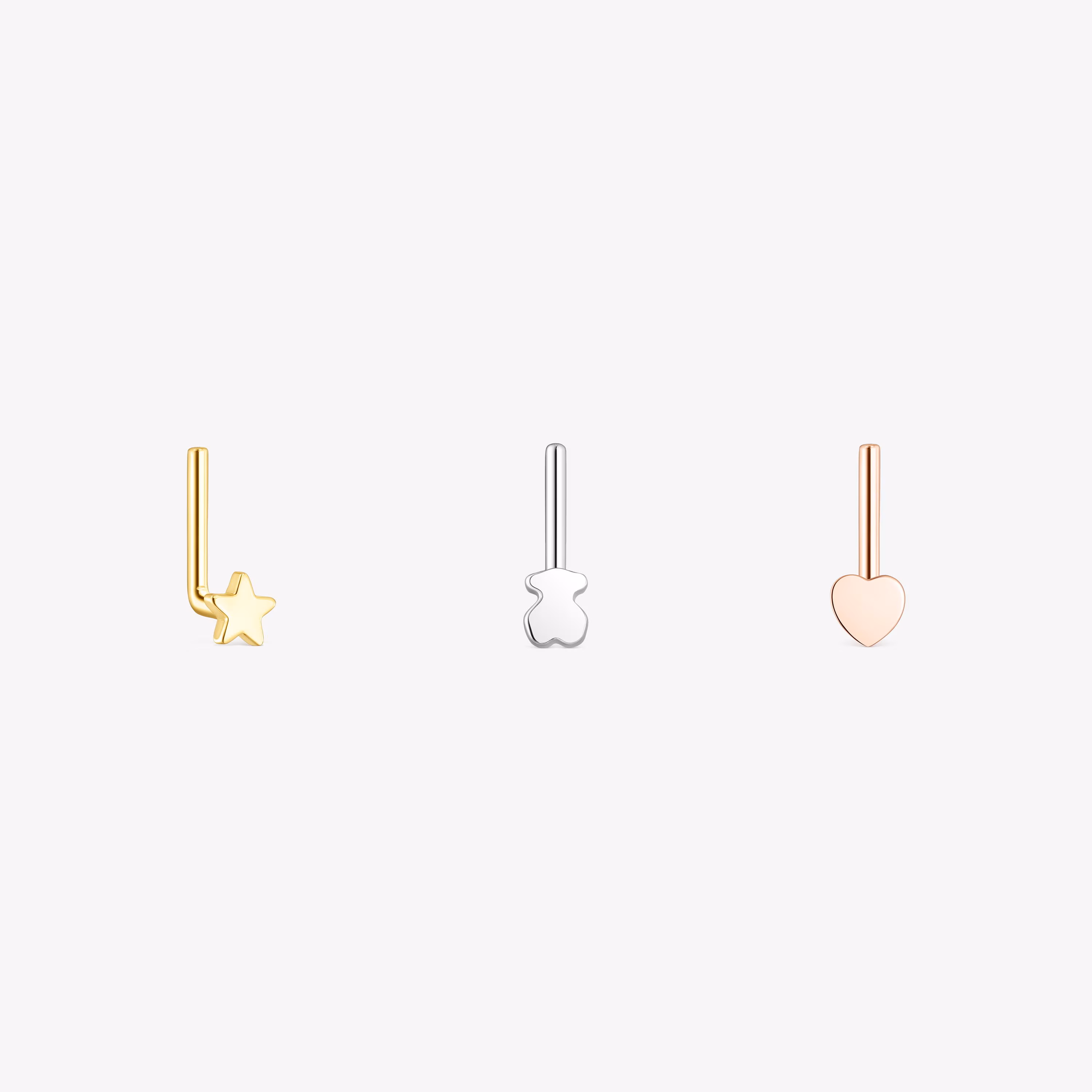 Pack de Piercings de nariz TOUS Basics de acero tricolor