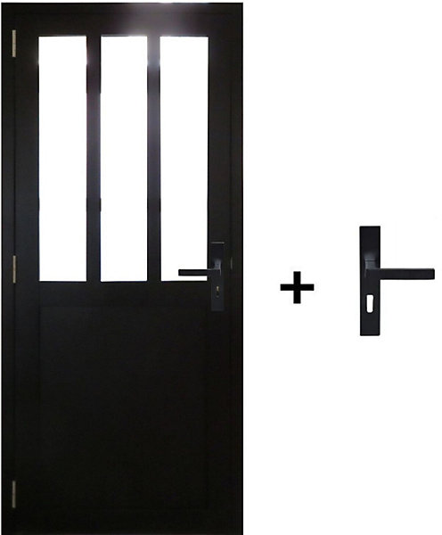 Bloc Porte Atelier Noir H204 X L73 Cm Côte Tableau P.droit,poignee Gd Menuiseries