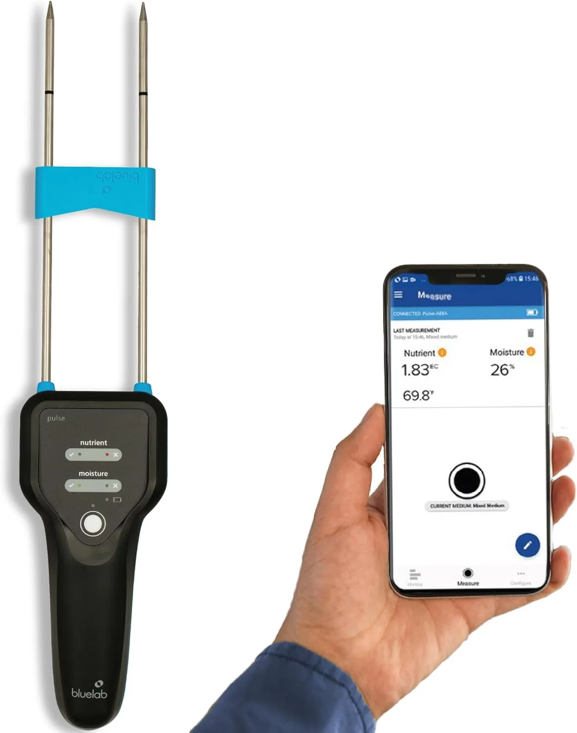 Pulse Meter Water 3-in-1 Moisture/Nutrient (TDS)/Temperature Test Kit for Garden Soil, Coco, and Solution, Ester for Hydroponic System and Indoor Plant Grow, Clear