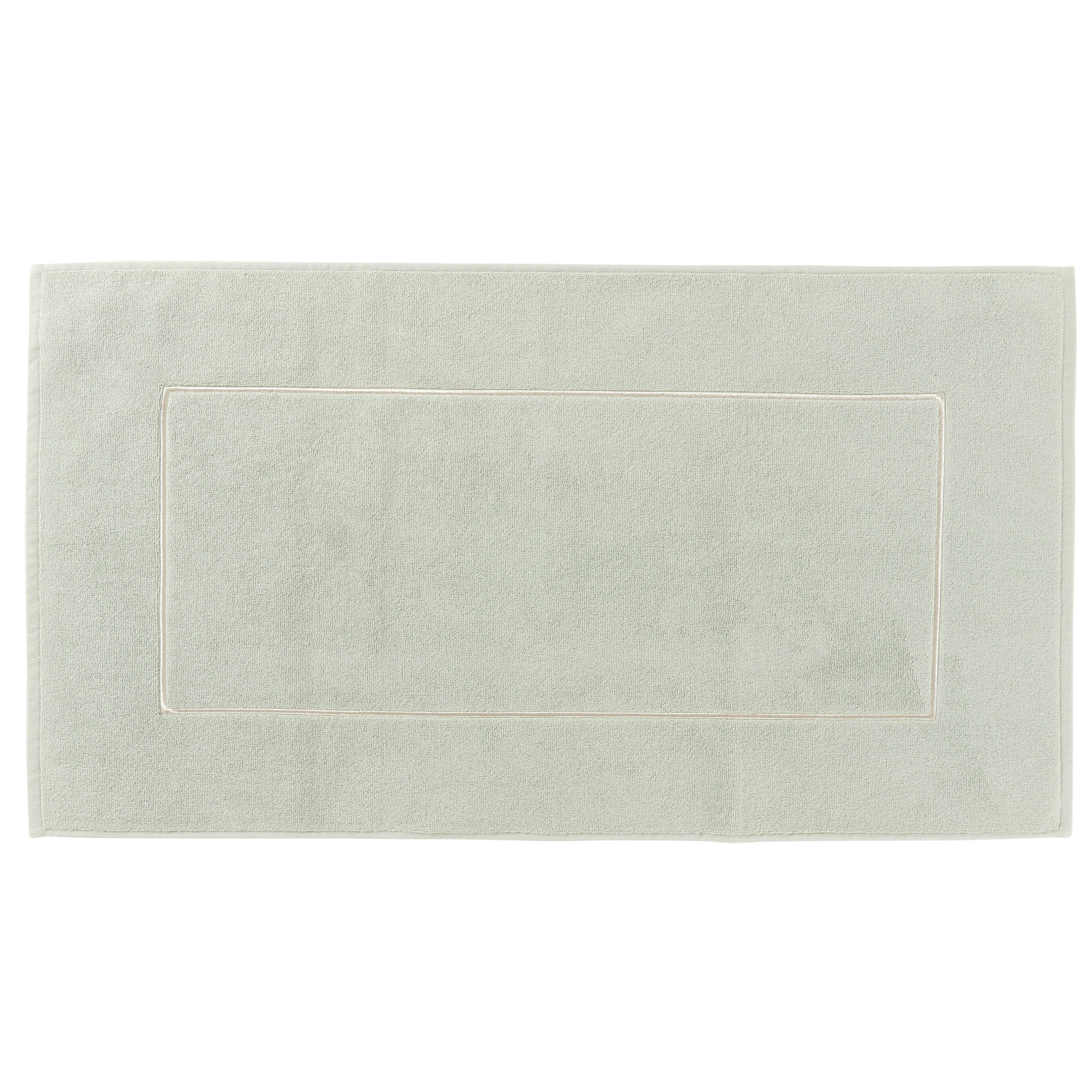 PAMPA 2 - Tapis de bain coton brodé bouclette vert 50 x 90 cm