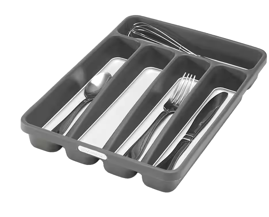 Madesmart Mini 5-Compartment Cutlery & Kitchen Utensil Drawer Organizer Tray/Holder, Grey