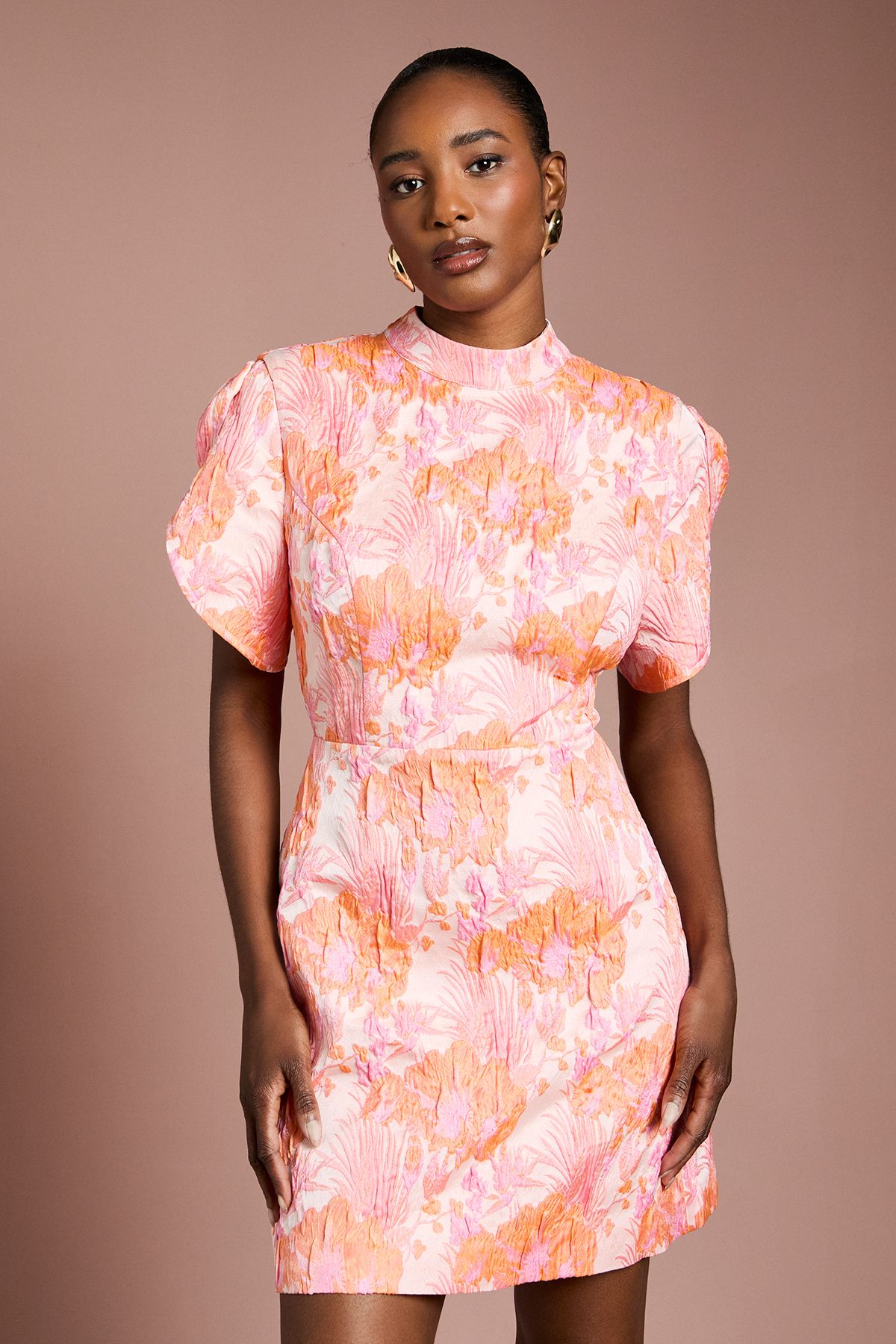 Coast Puff Sleeve Jacquard Mini Dress