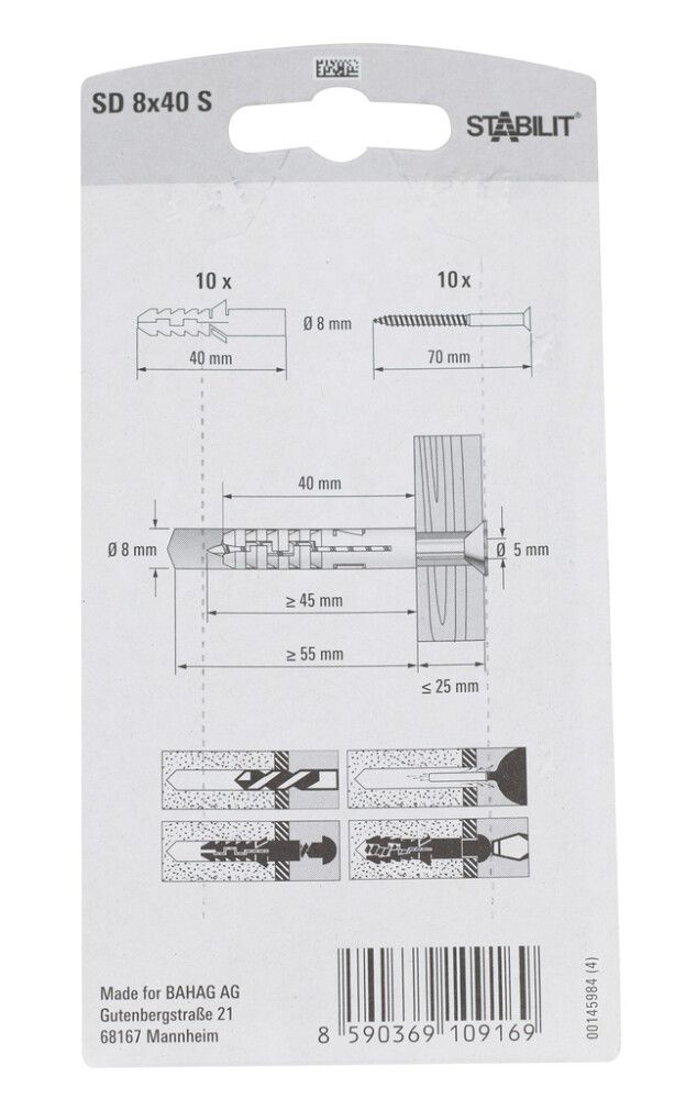 EKSPANDERPLUGG STABILIT NYLON 8X40MM 10STK