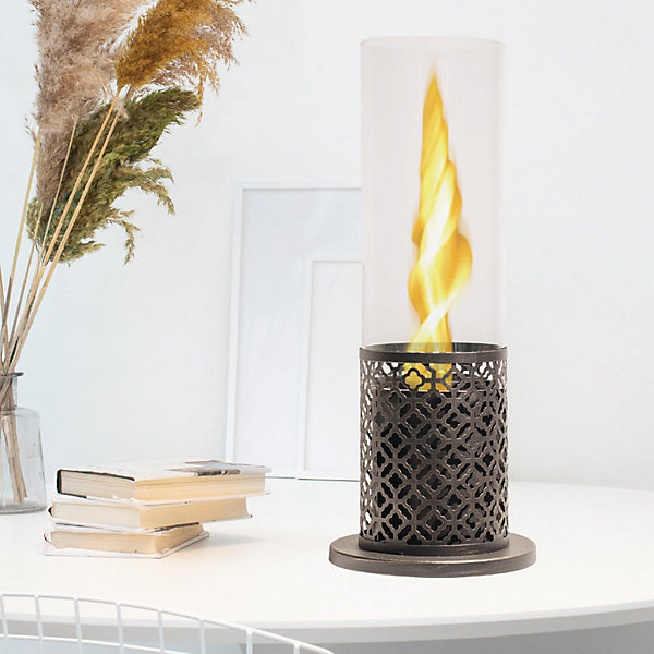 Cheminée bioéthanol TOLOSA Black Gold, cheminée de table, diamètre 20xhauteur 49,5 cm, pour intérieur et extérieur.