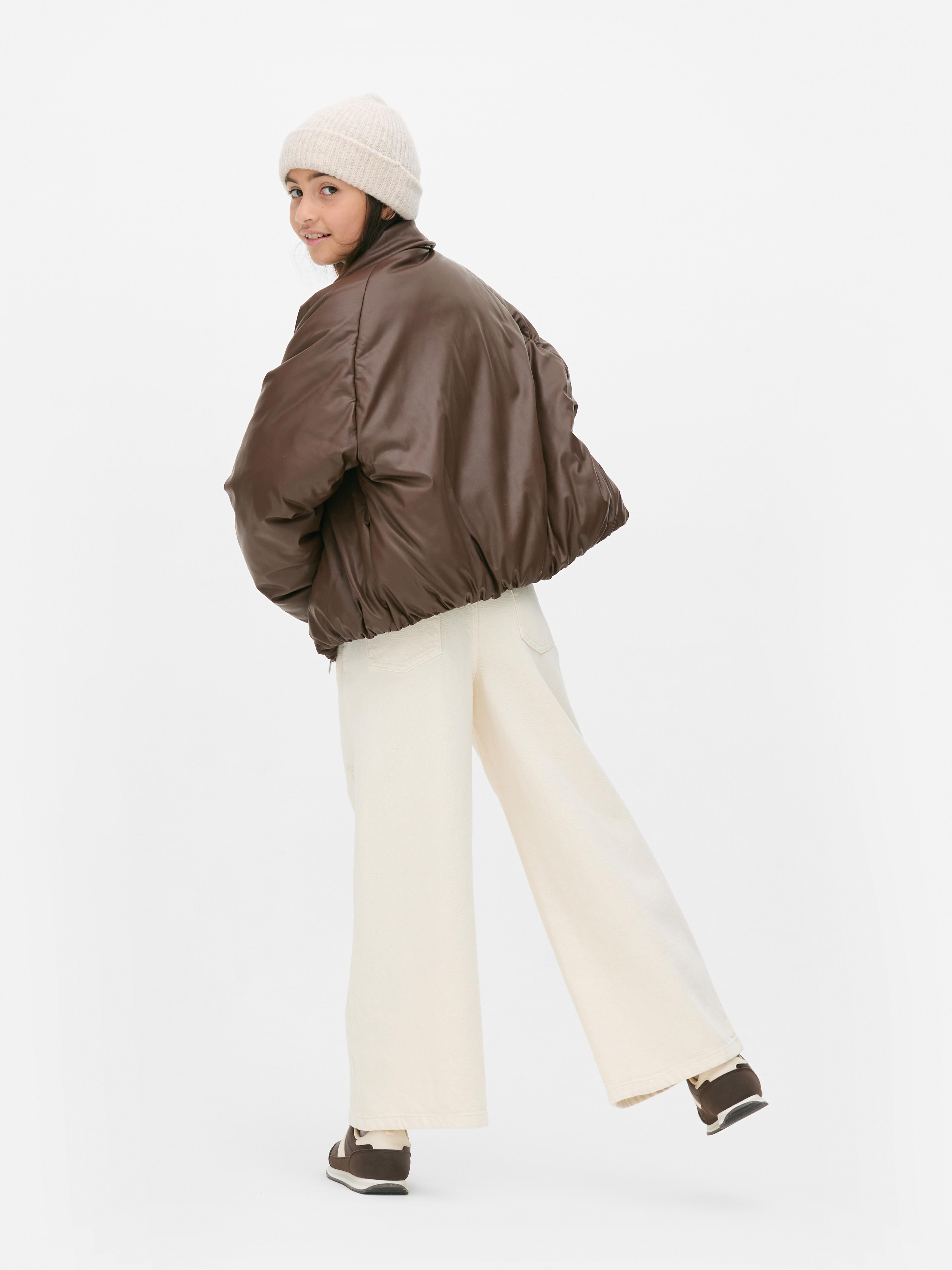 7-15yrs | Faux Leather Zip-Up Jacket