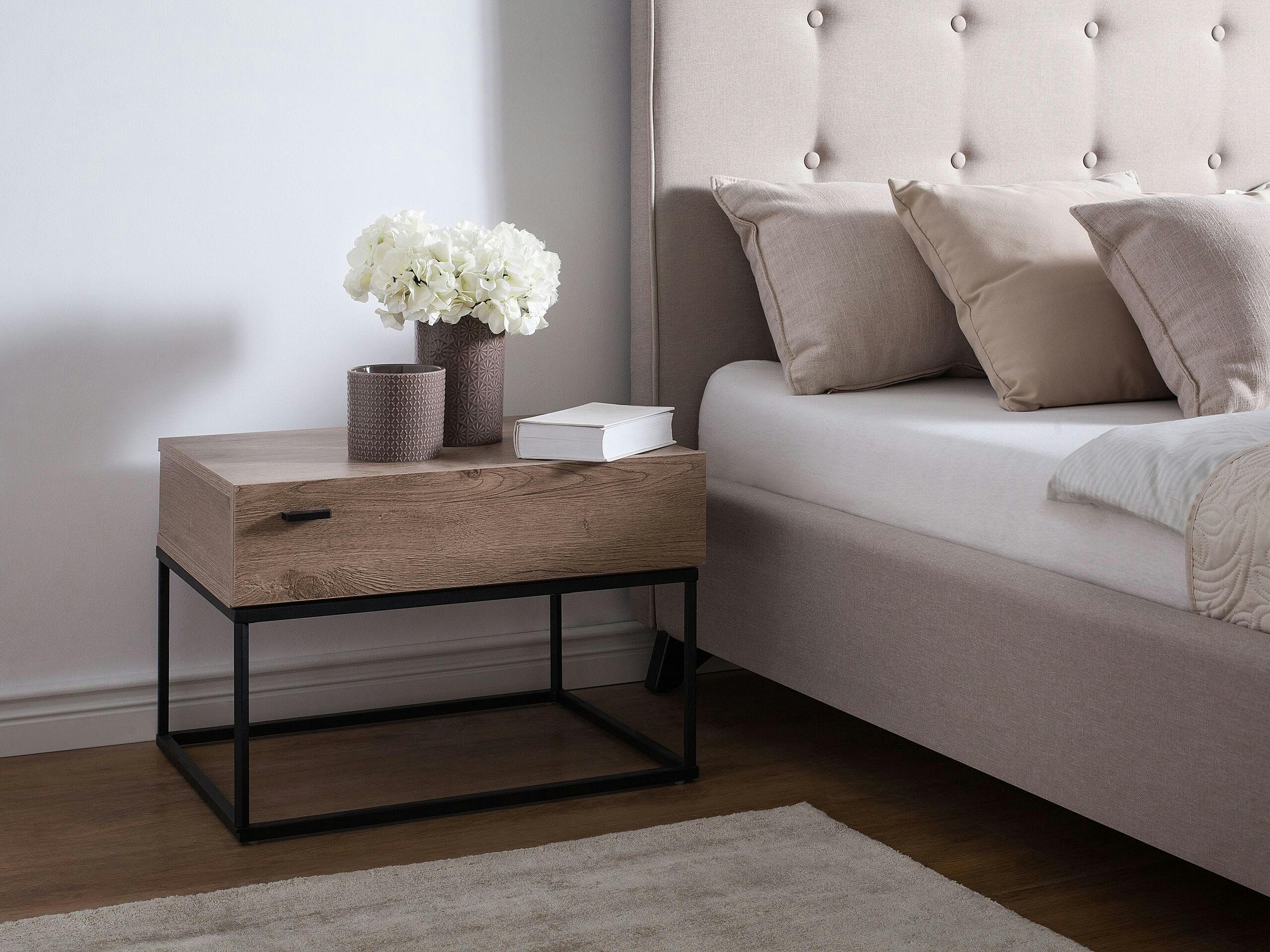 CAIRO - Table de chevet effet bois foncé