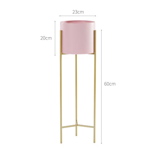 SOGA 4X 2 Layer 60cm Gold Metal Plant Stand with Pink Flower Pot Holder Corner Shelving Rack Indoor Display