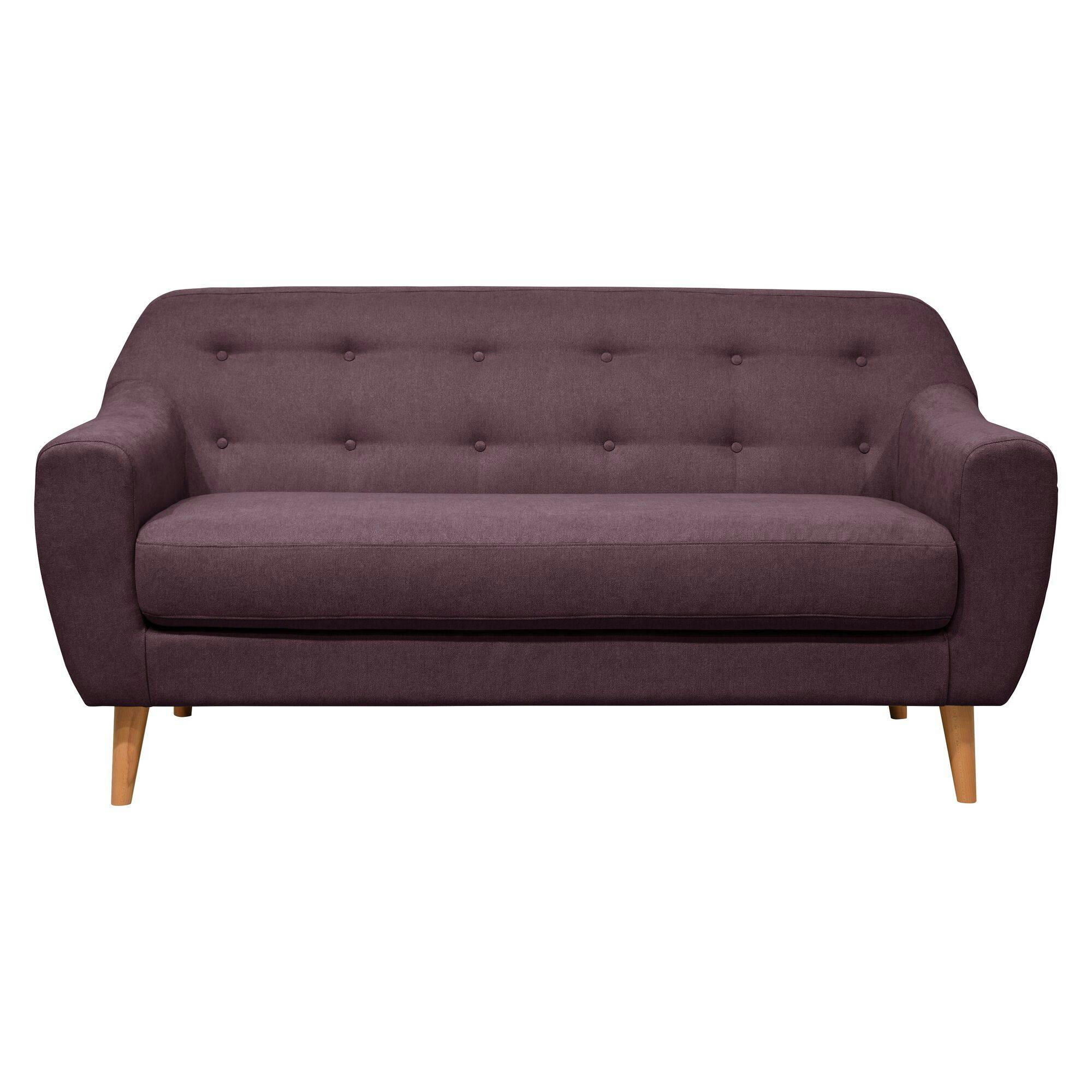 AGATHE - Canapé fixe en tissu 2 places prune