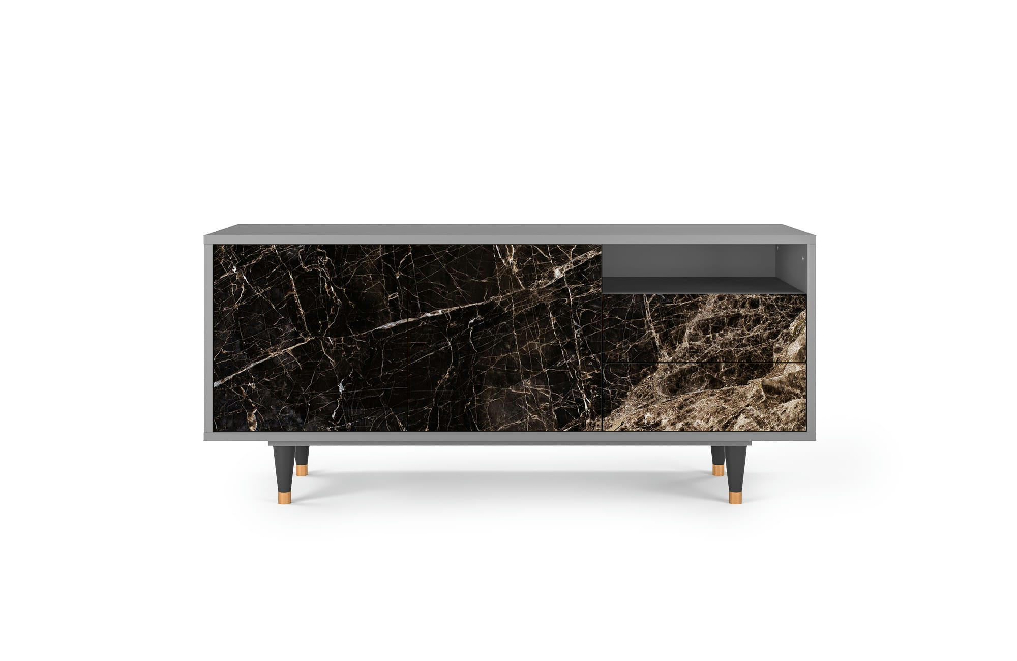 NIGHT ABYSS - Meuble TV  noir 2 tiroirs et 2 portes L 125 cm