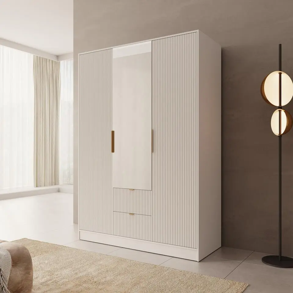 Meubella - Tavares - Kledingkast 3 deurs - Wit - 151x60x216 cm