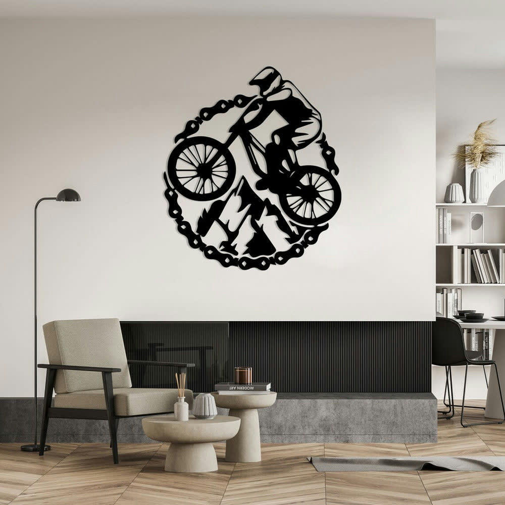 - Décoration murale vélo de montaigne en métal noir 52x60 cm