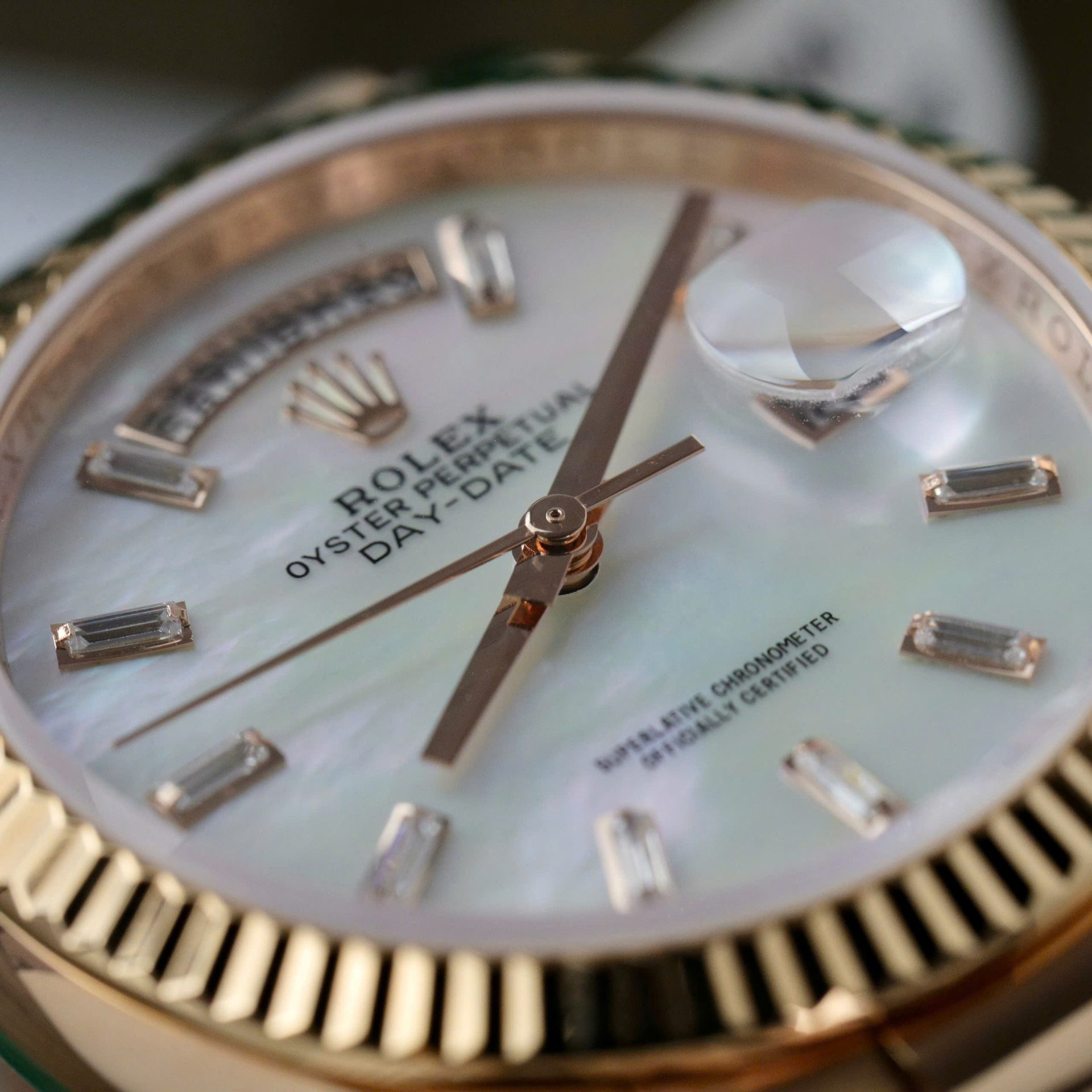 Rolex Day-Date RG Plated MOP Dial CZ Diamonds 36mm Super Clone