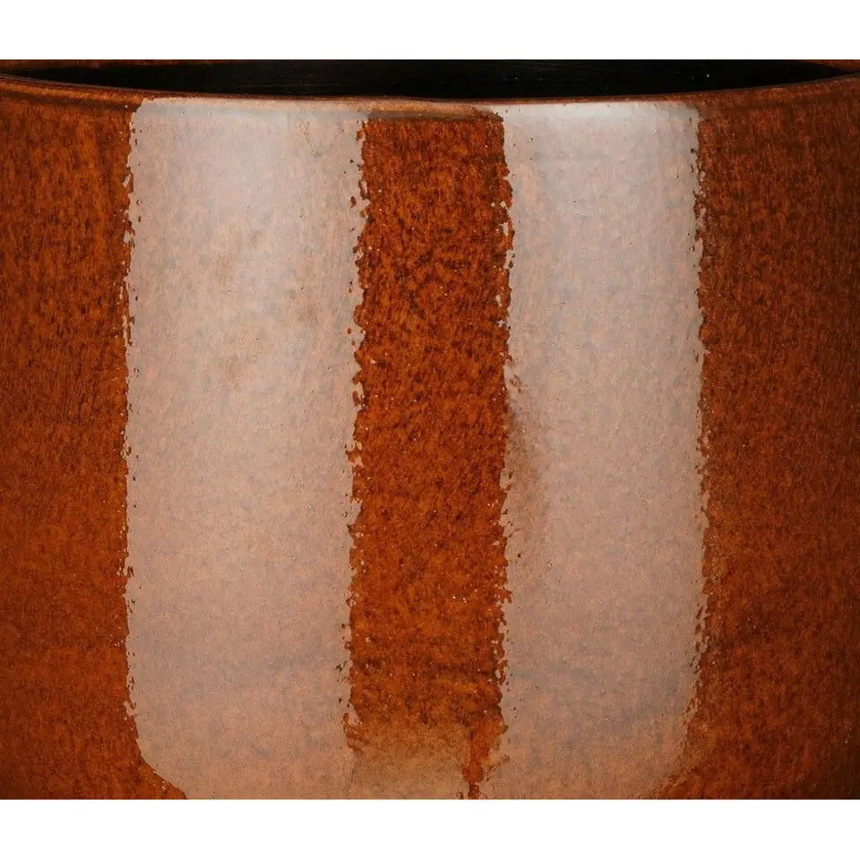 Mica Decorations Plantenpot - keramiek - bruin glans - D14/H12 cm