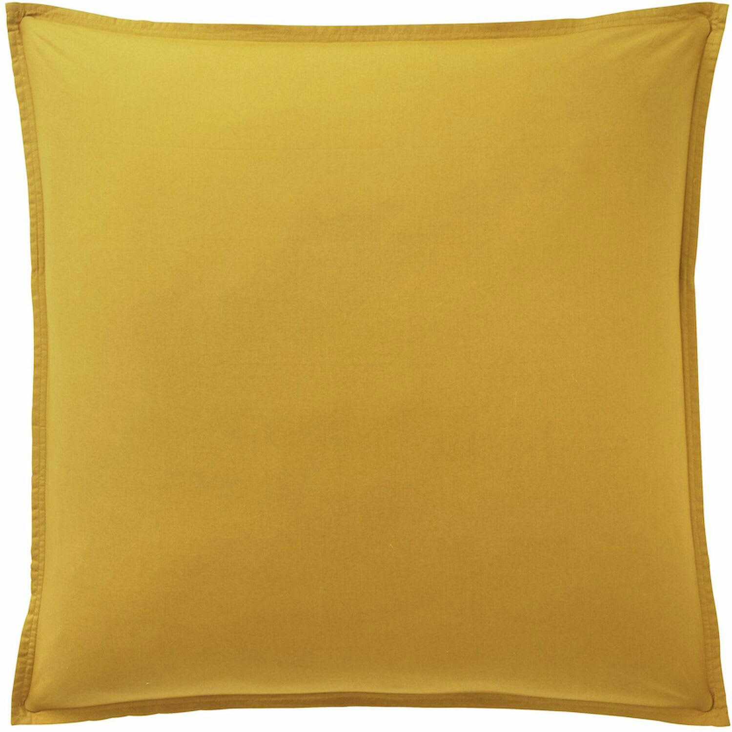 JAUNE - Taie d'oreiller percale de coton jaune 65x65 cm