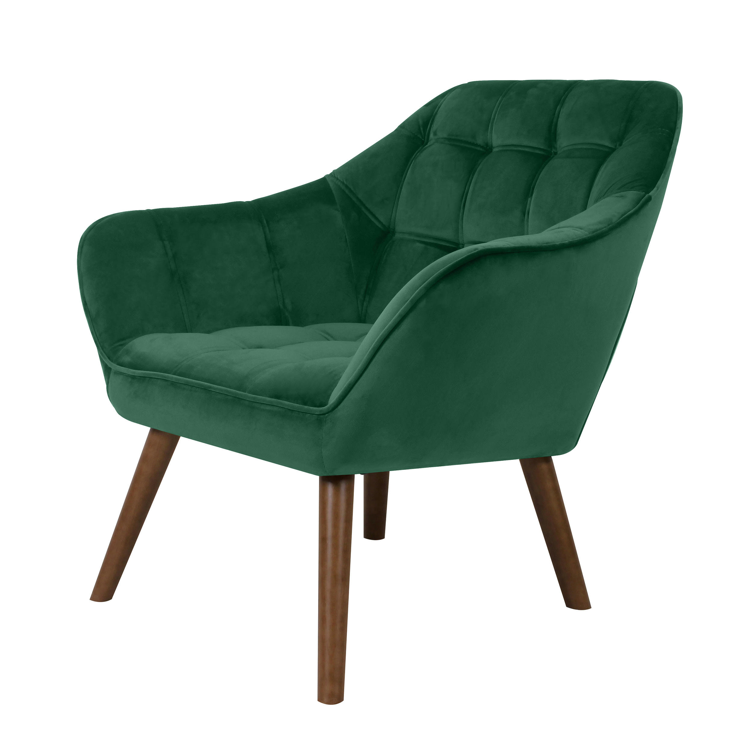 SIMBA - Fauteuil en velours vert foncé avec accoudoirs