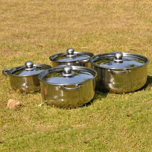 NNETM Premium 8-Piece Stainless Steel Pot Set - Heavy-Duty