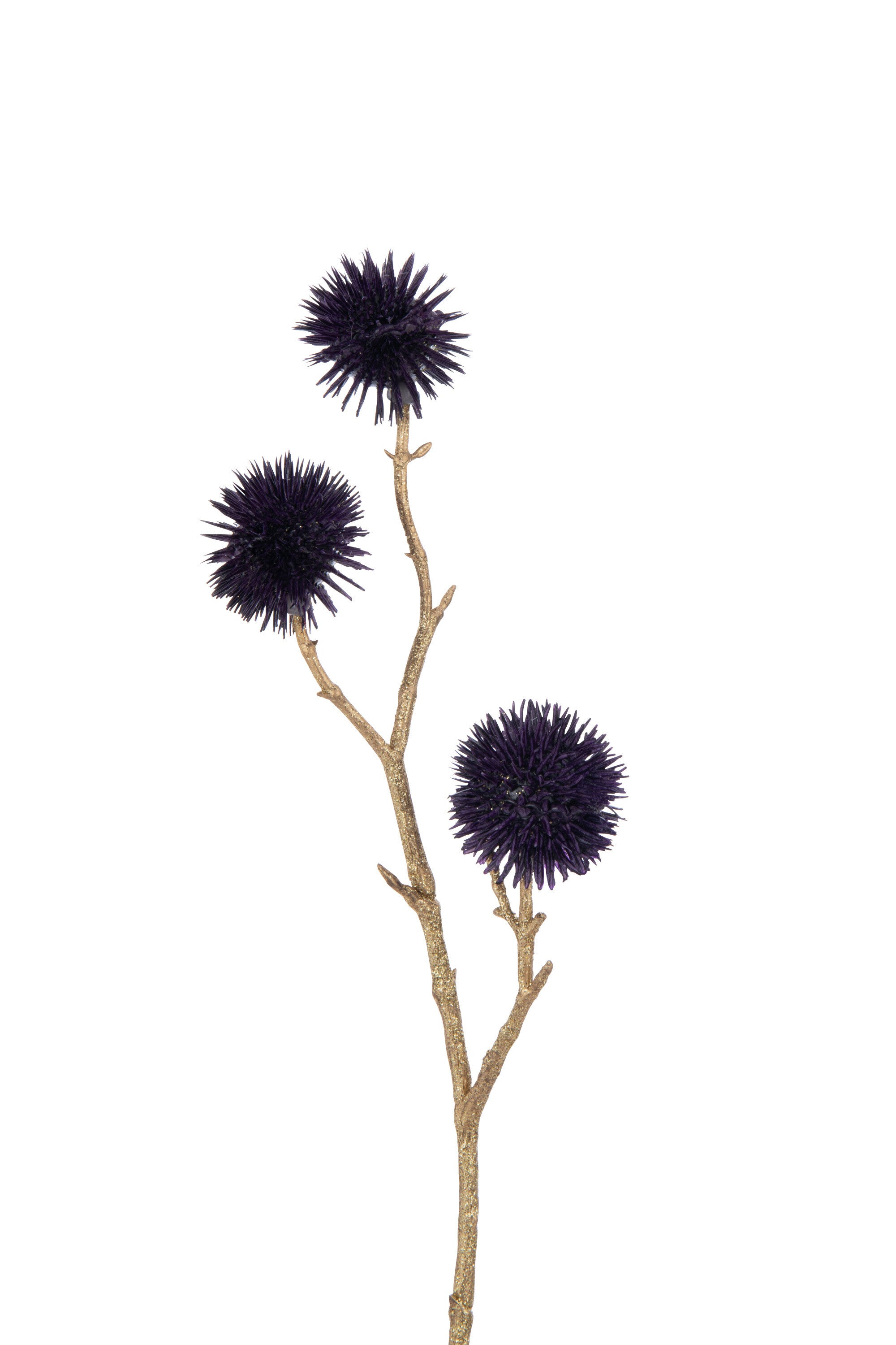 J-Line decoratie Tak Echinops - kunststof - paars goud - 24 stuks