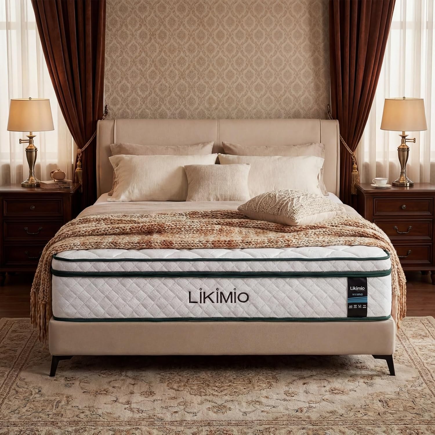 LIKIMIO 12 Inch Queen Size Mattress, 2-in-1 Hybrid Mattress w/Memory Foam & Pocket Springs in A Box, Oeko-TEX & CertiPUR-US Certified, Made in USA