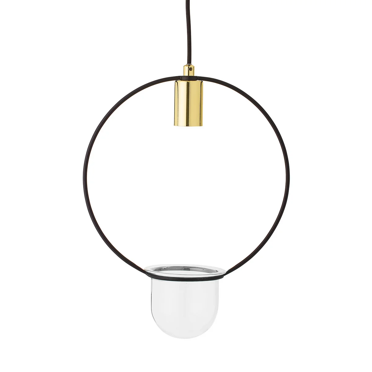 Bloomingville - Blumentopf-Pendelleuchte, rund, Metall/ Gold