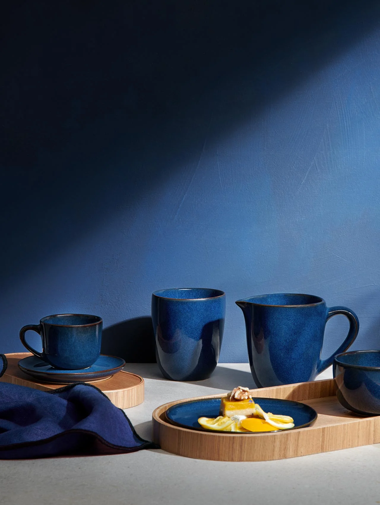 cappuccinotasse mit unterteller, midnight blue