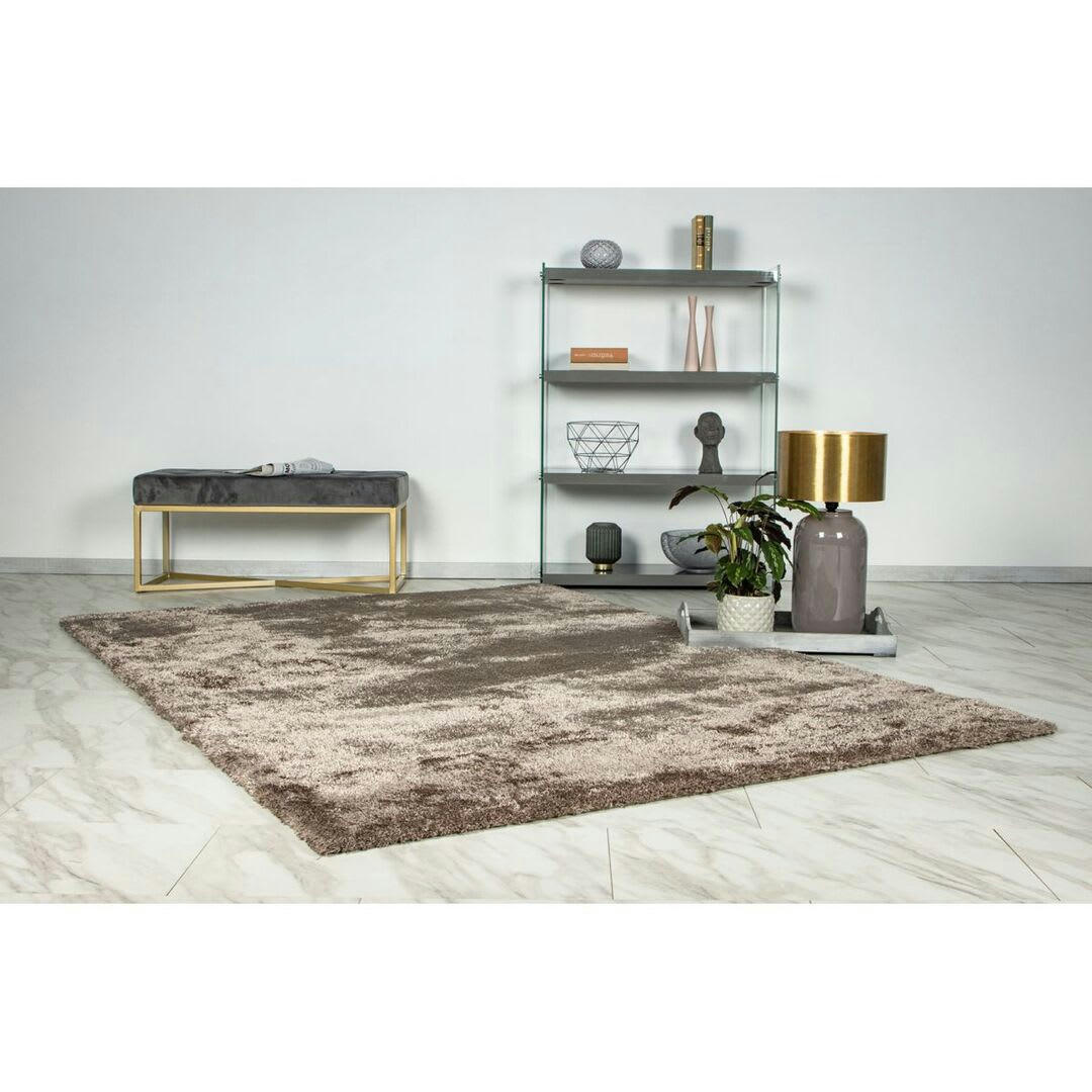 KARLA - Tapis uni design en polyester taupe 80x150