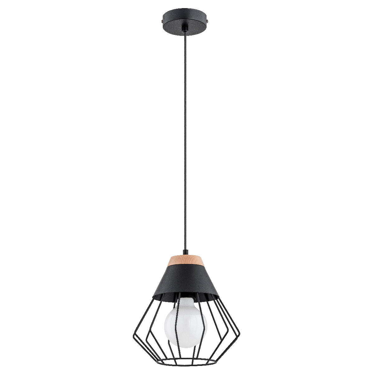 Lampa wisząca FAWN drewniany akcent czarna 1xE27x15W IP20 Alfa