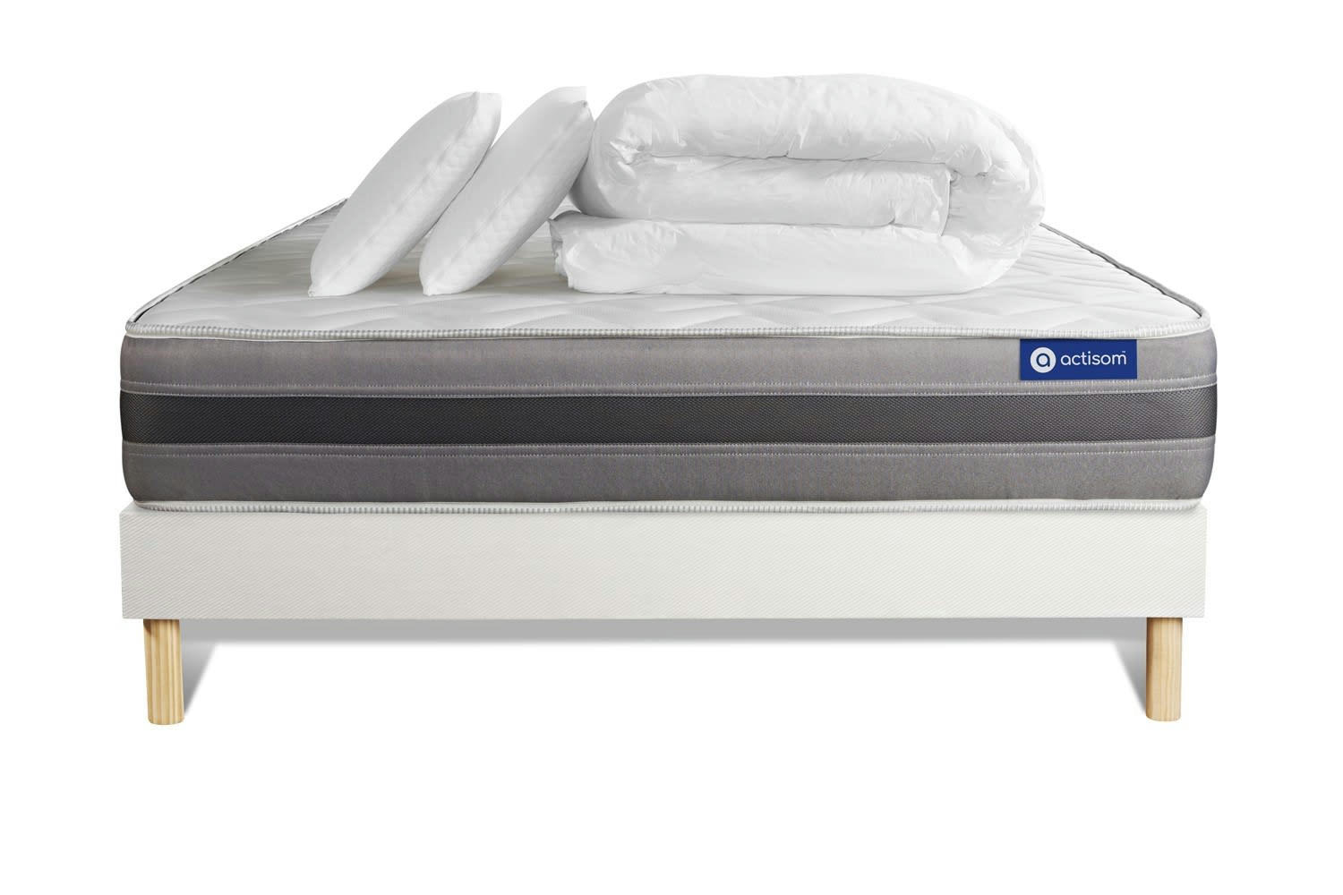 ACTIMEMO RELAX - Pack prêt à dormir 200x200 cm sommier kit blanc