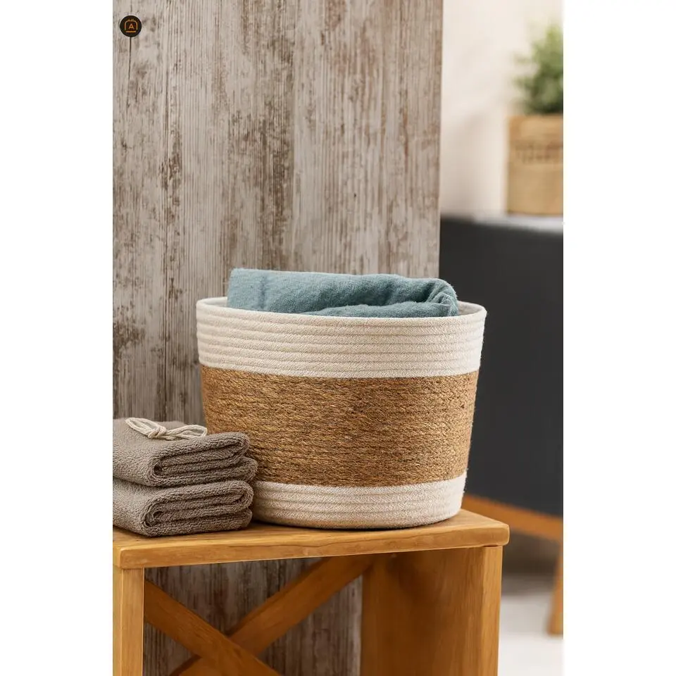 Mandenset (3-delig) van jute in bruin