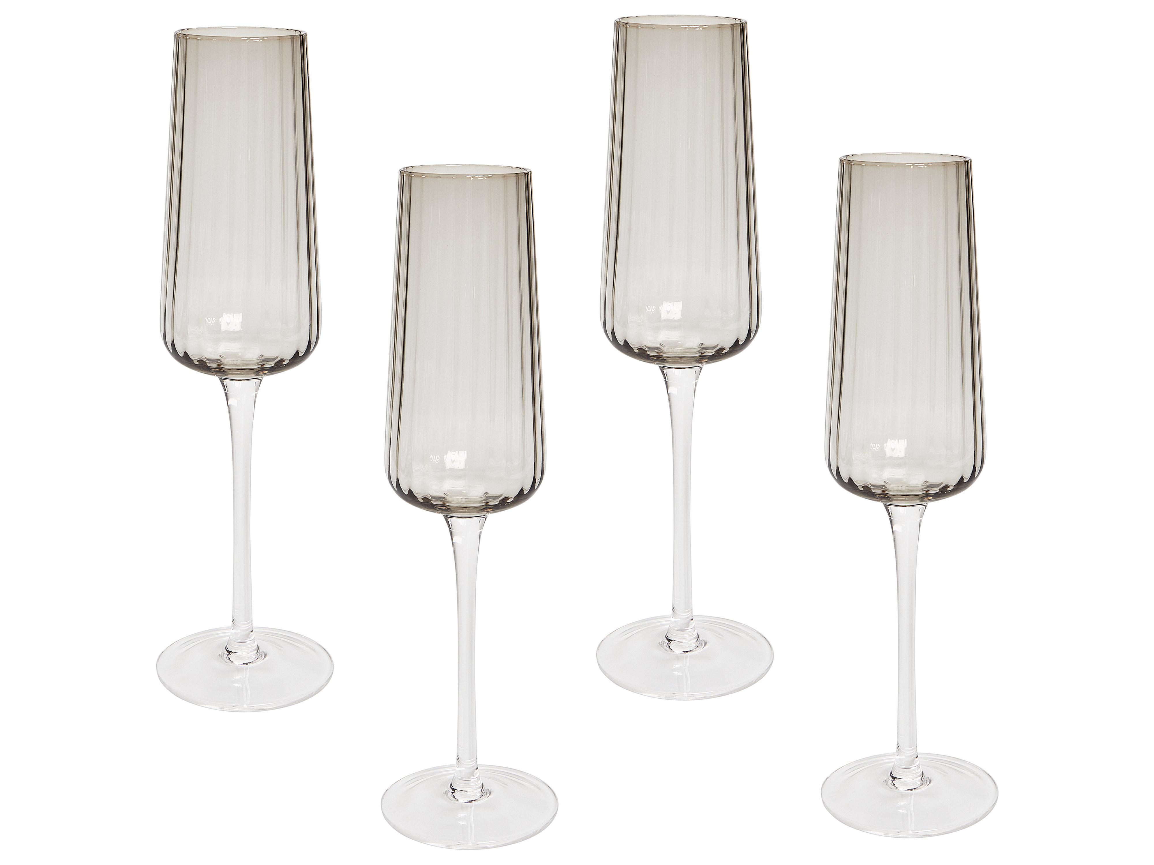 Set of 4 Champagne Flutes QUARTZ 230 ml Grey