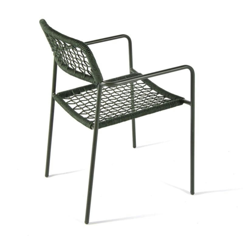 HAWAI - Fauteuil en acier et corde avec coussin