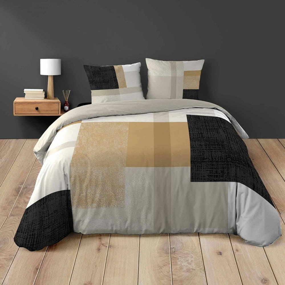 - Parure de couette 100% coton imprimée 260x240 2 taies