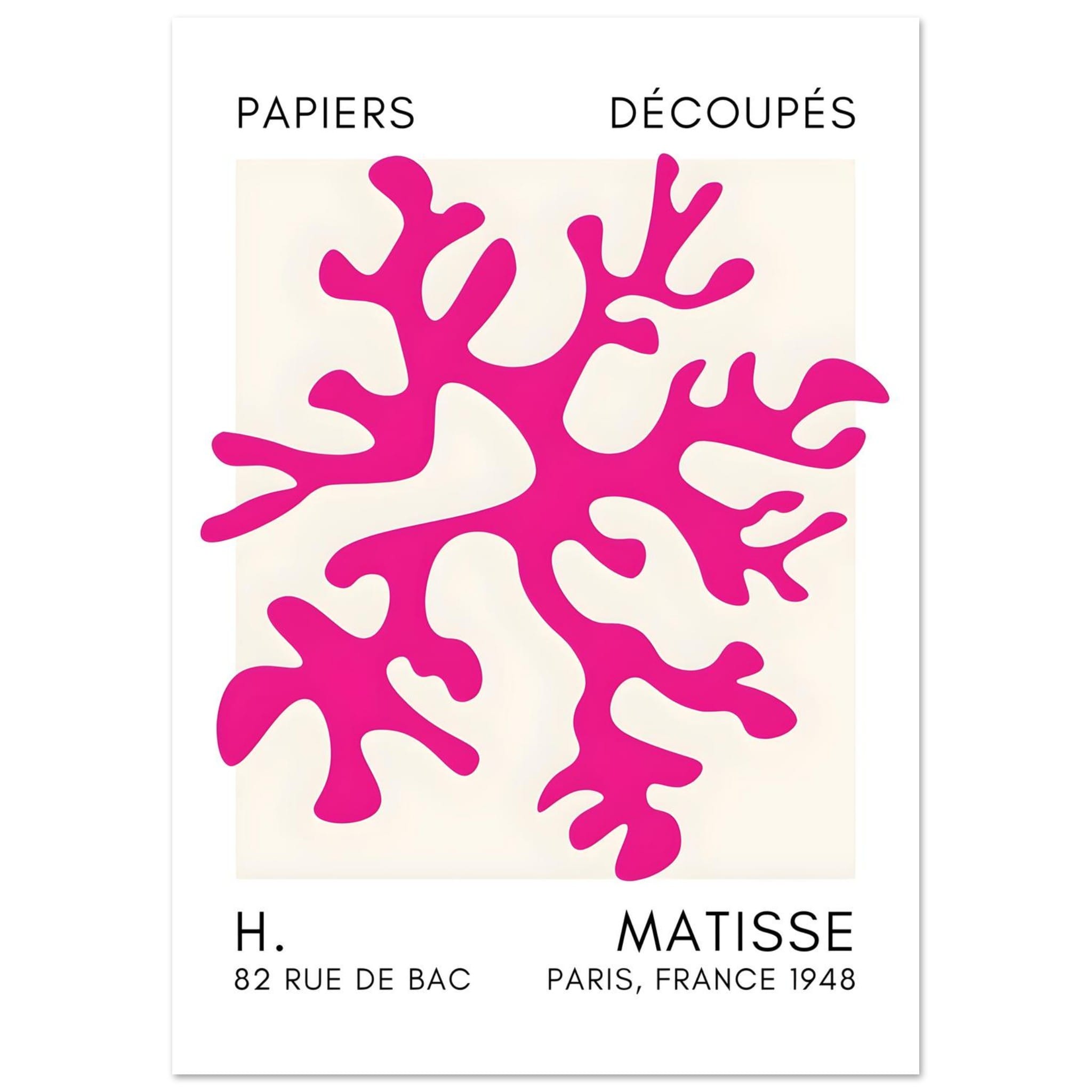 Artfulprints Poster Matisse – Dreamy coral flower pink  - A4 21x29.7 cm - Roze