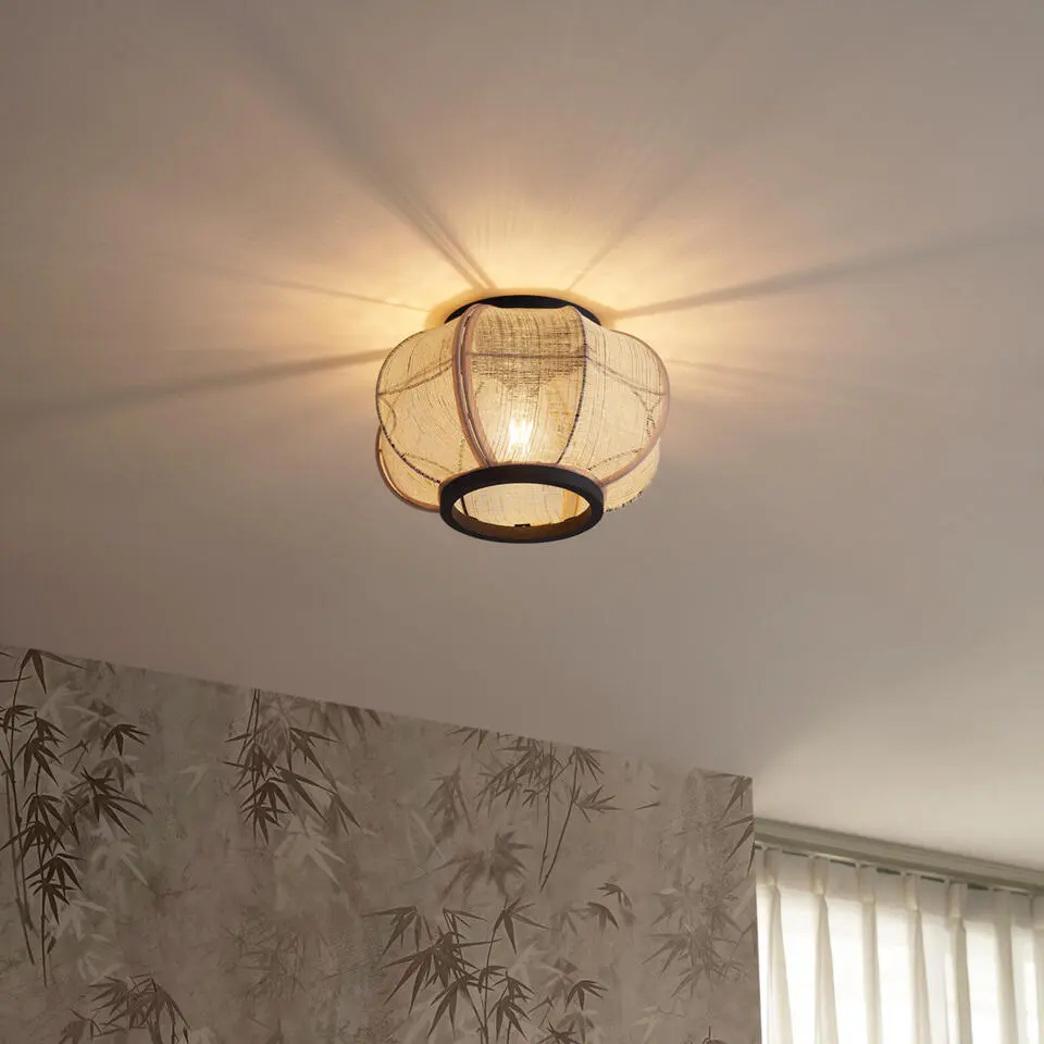 Qazqa plafondlamp rob beige e27