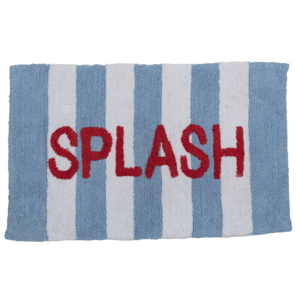 Tapis de bain coton tufté à rayures avec inscription 50x80cm (2 modèles)