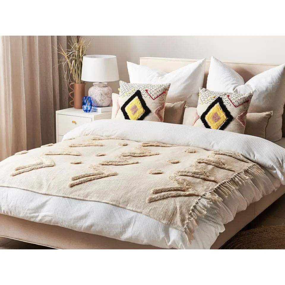 FATEHPUR - Plaid - Beige - 130 x 180 cm - Katoen