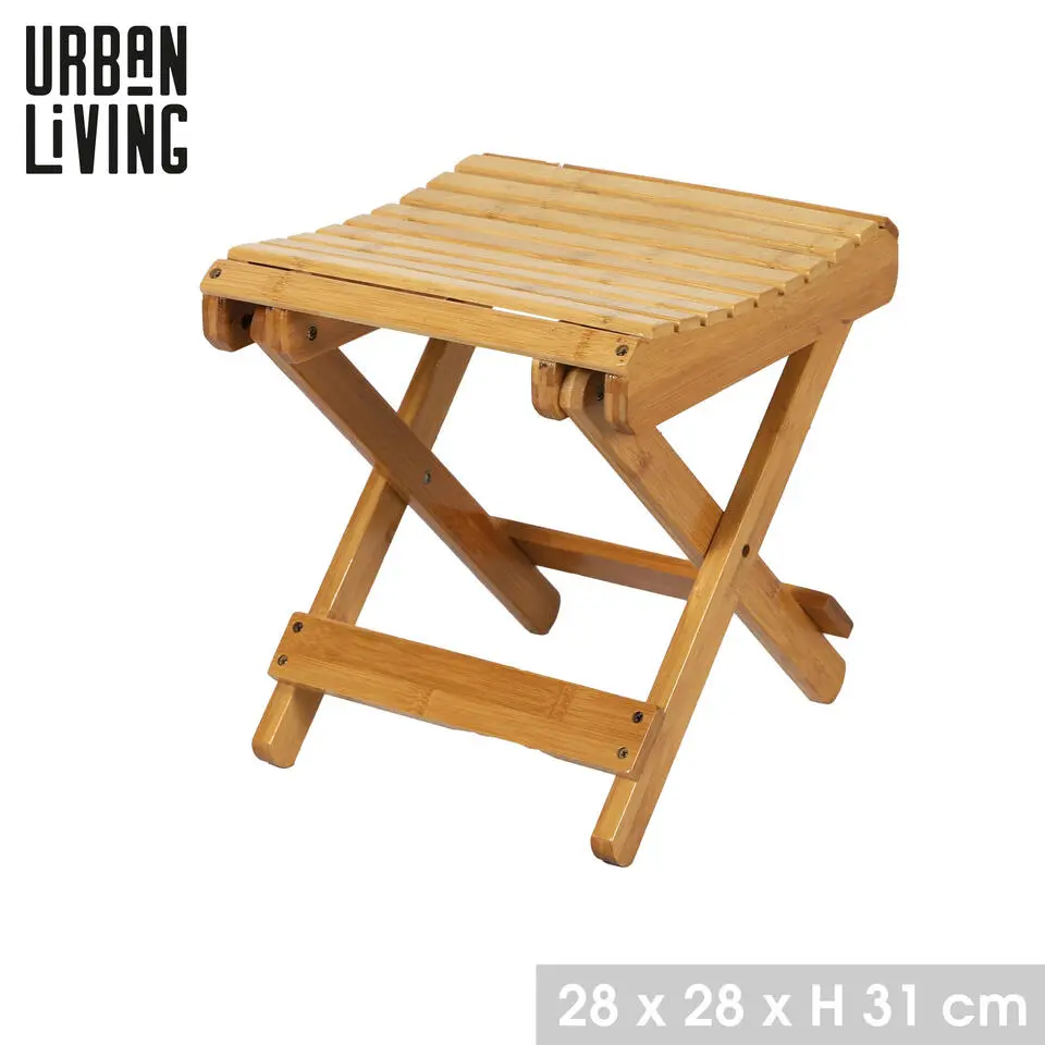 Urban Living Bijzet kruk - Inklapbare kruk - bamboe - 28 x 31 cm