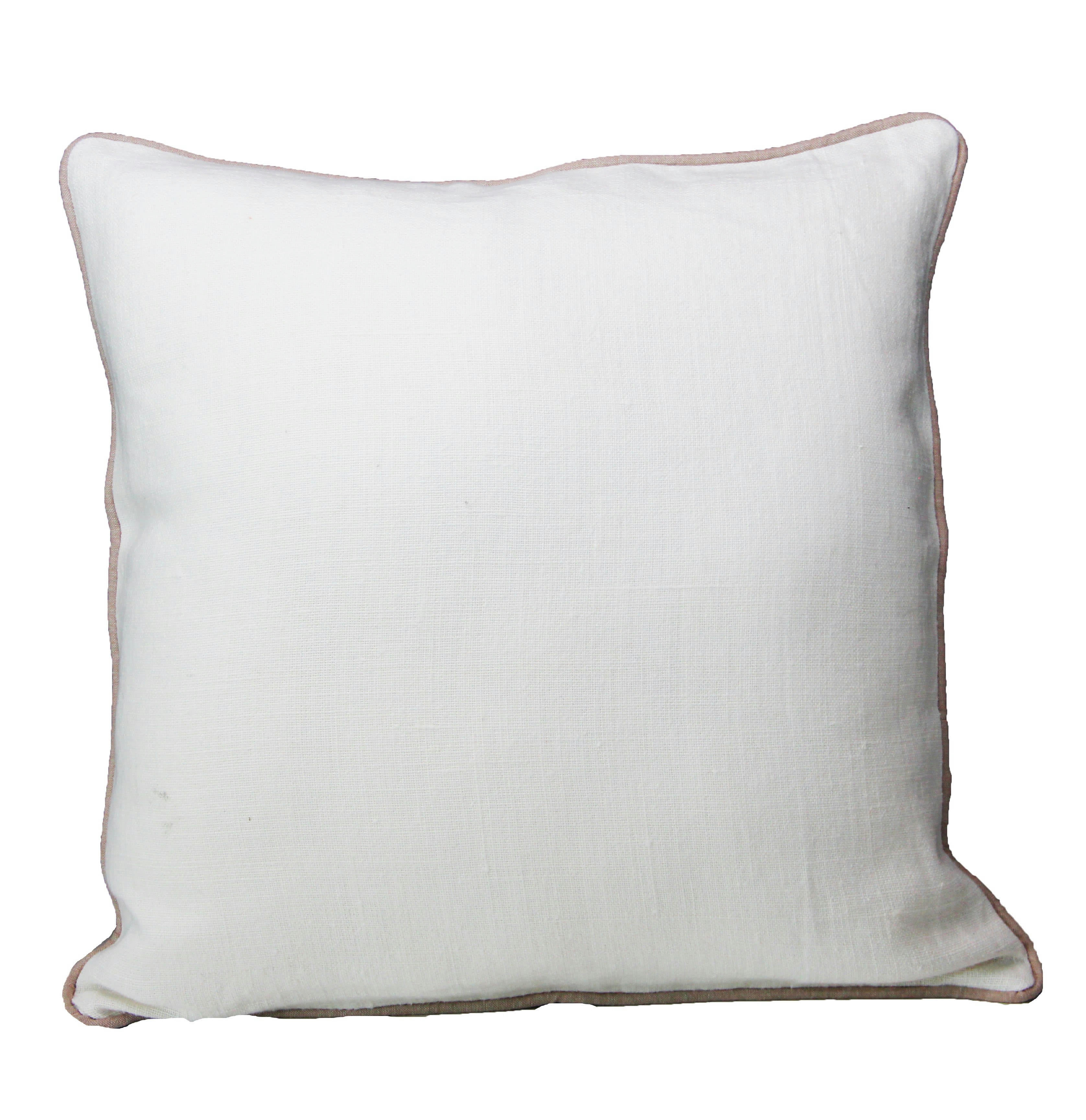 LINO 330 - Coussin uni bi-matières lin et coton lin blanc 45 x 45