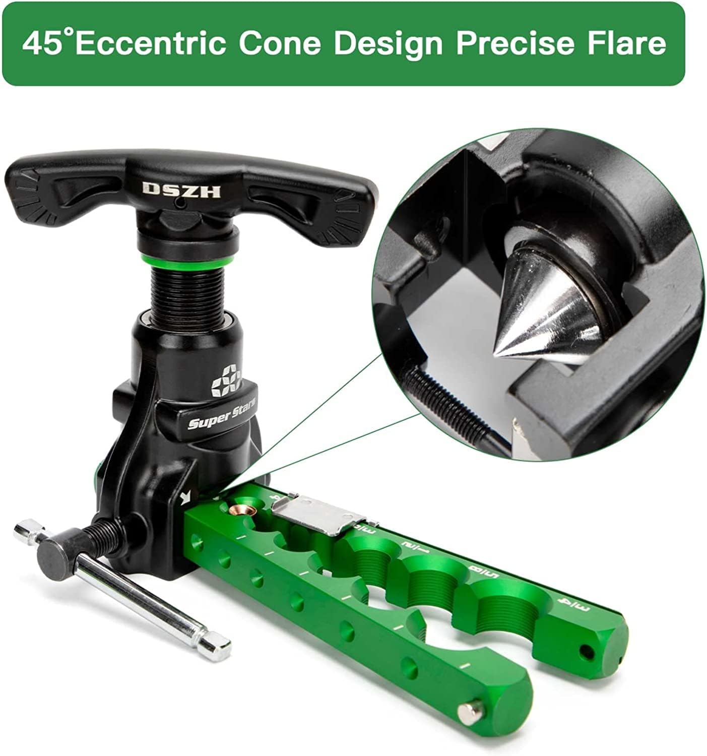 Flaring Tool Kit Pipe Expander Set 1/4 - 3/4 Tubing Pipe Flare Tool HVAC 45° Eccentric Type Flare Tool with Pipe Cutter for Copper/Aluminum/Stainless Steel Pipes Refrigeration