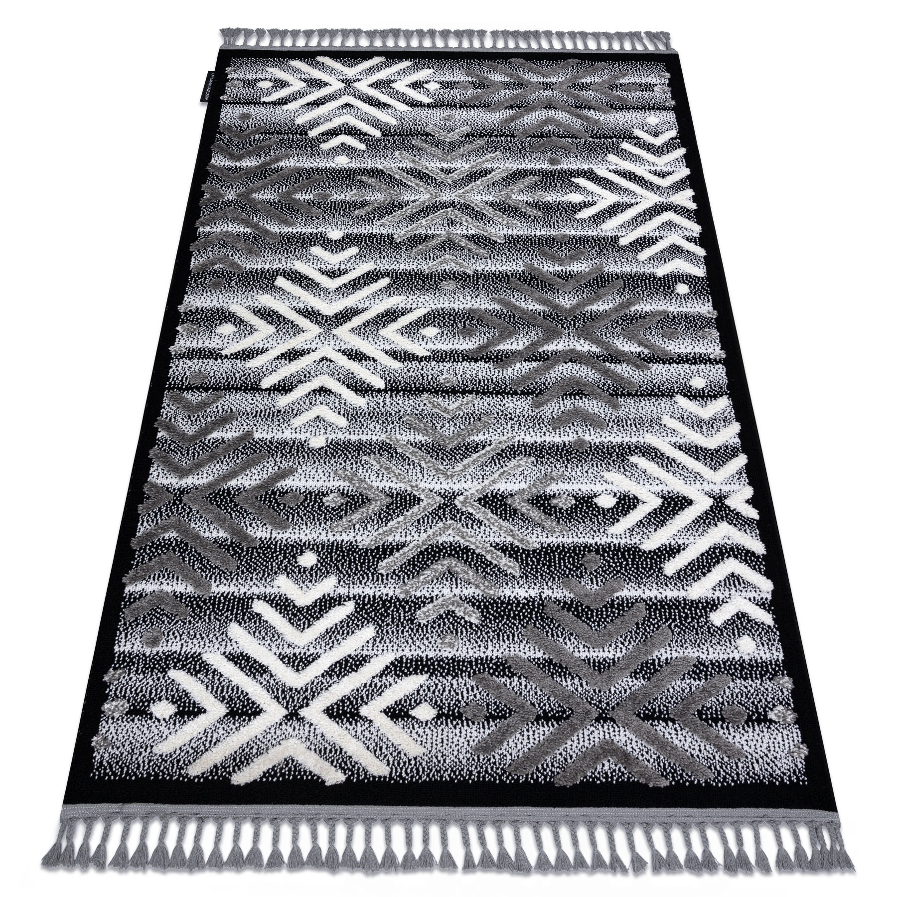 Dywan MAROC P658 Płatki śniegu czarny / szary Frędzle 120x170 cm