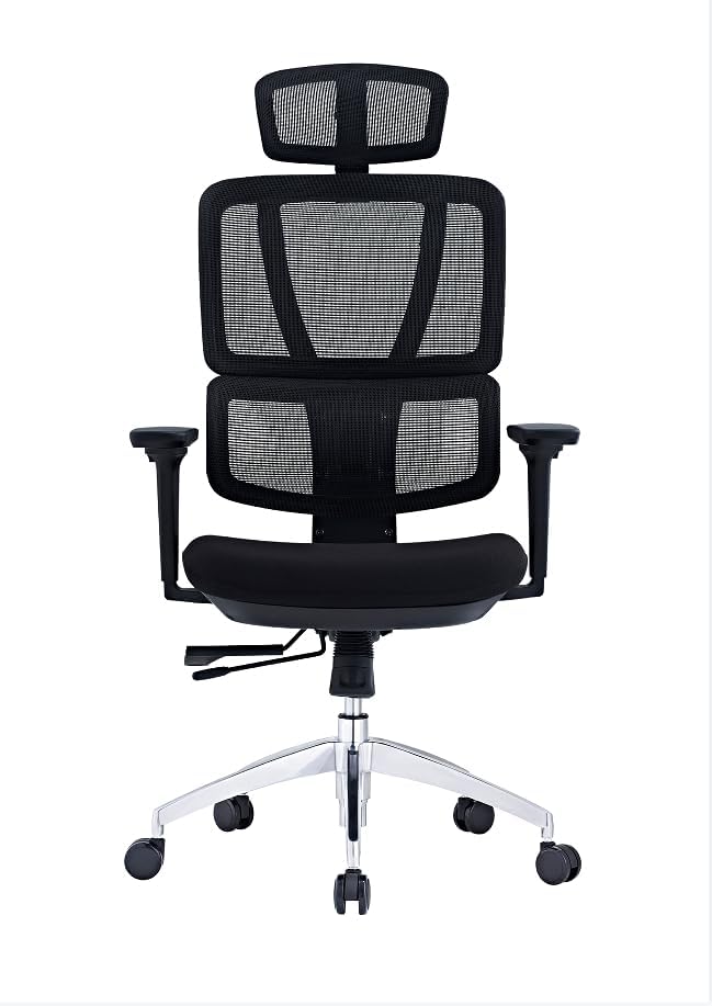 SUNLINE Elevate Office Chair - Ergonomic & Adjustable Lumbar Support System with Aluminum Base - 4D Curved Mesh Headrest & 3D Armrest Chair, Tilt Control