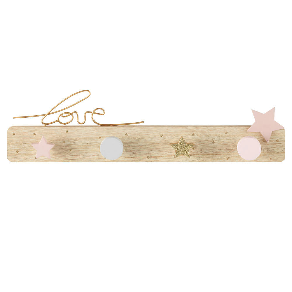 MILA - Patère 4 crochets rose doré et gris