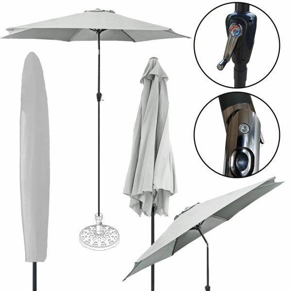 Duży regulowany parasol ogrodowy 300cm Orlando   pokrowiec szary