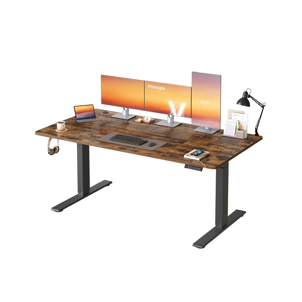 Bureau Électrique Réglable en Hauteur, avec Port USB-C, Support pour Multiprise
