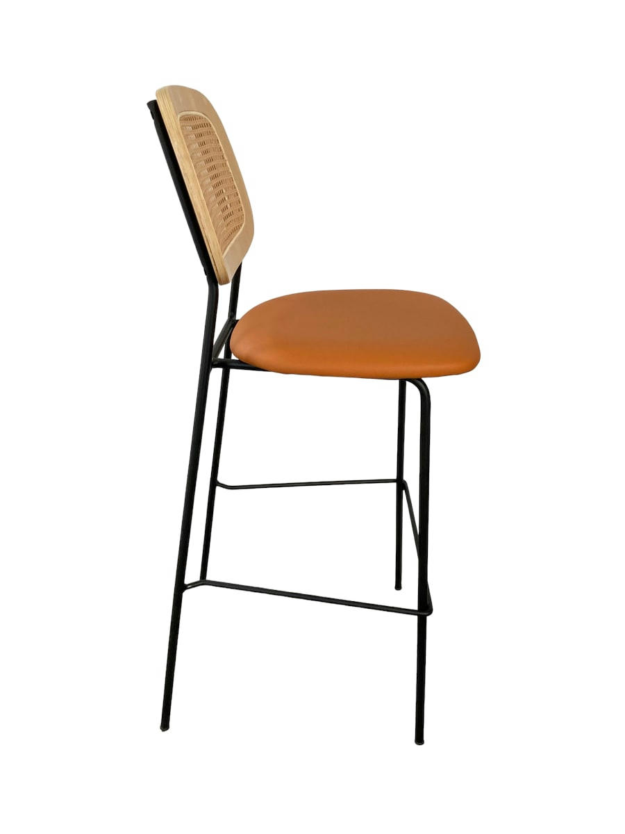 MEMPHIS - Chaise de bar simili cuir orange