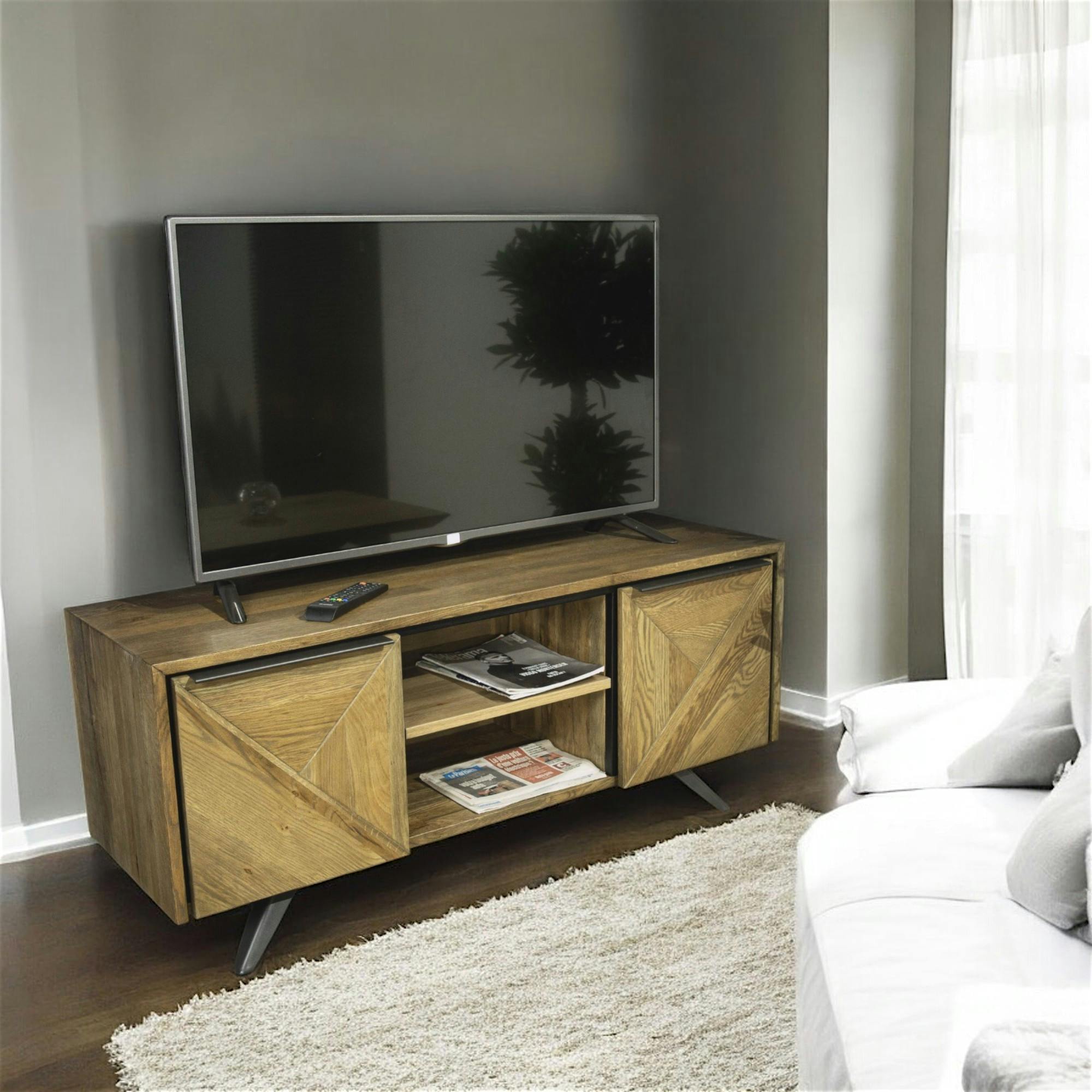 Meuble TV moderne en chêne MANHATTAN
